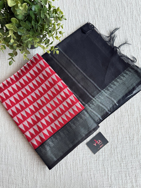 Ajrakh Printed art silk saree