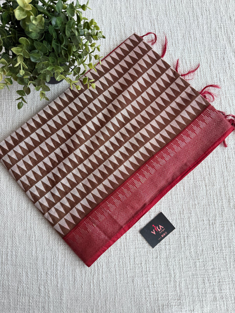 Ajrakh Printed art silk saree