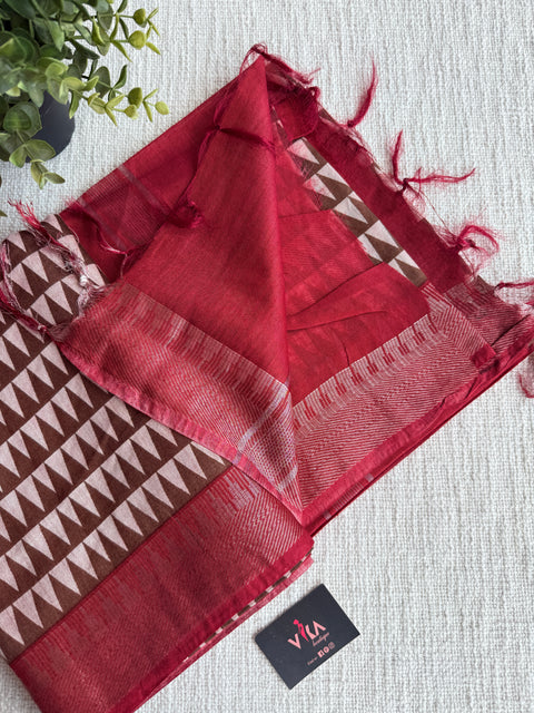 Ajrakh Printed art silk saree