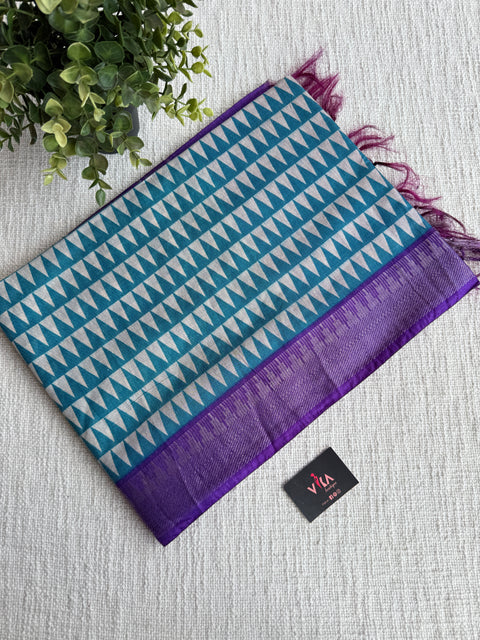 Ajrakh Printed art silk saree