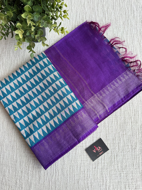 Ajrakh Printed art silk saree