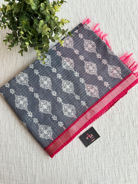 Ajrakh Printed art silk saree