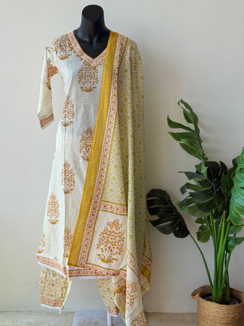 Printed cotton harem pant suit set