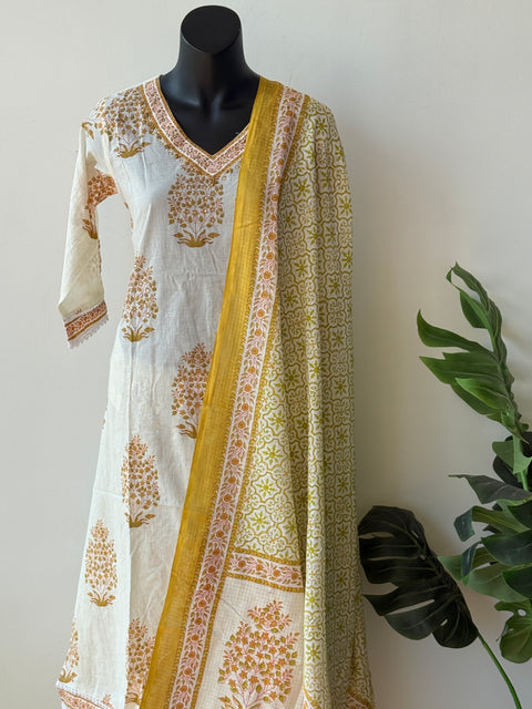 Printed cotton harem pant suit set