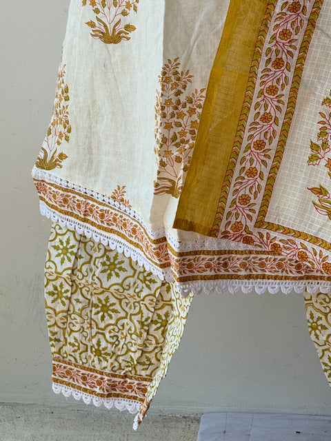 Printed cotton harem pant suit set