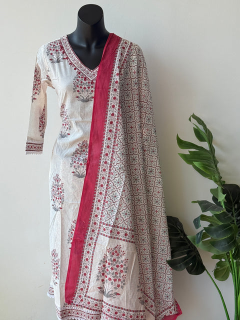 Printed cotton harem pant suit set