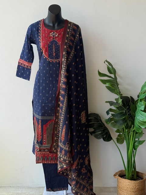 Printed cotton kurta pant set