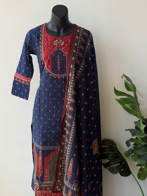 Printed cotton kurta pant set