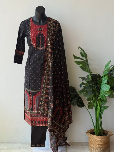 Printed cotton kurta pant set