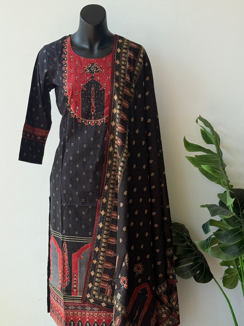 Printed cotton kurta pant set