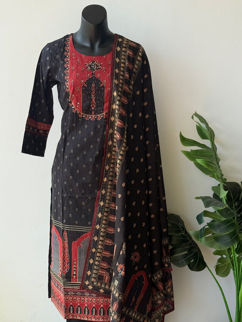 Printed cotton kurta pant set