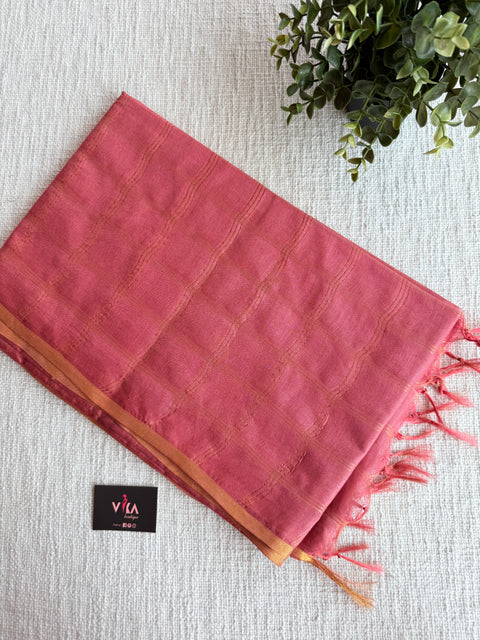 Checked Art silk saree with blouse