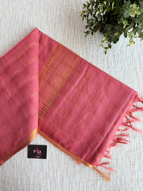 Checked Art silk saree with blouse