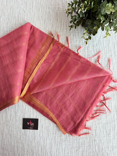 Checked Art silk saree with blouse
