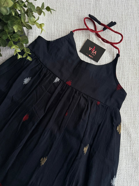 Black Jamdani cotton kids frock
