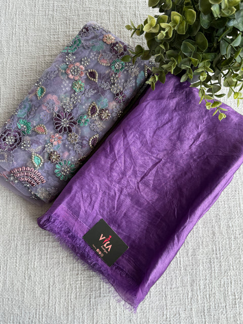 Rebecca purple tissue organza saree