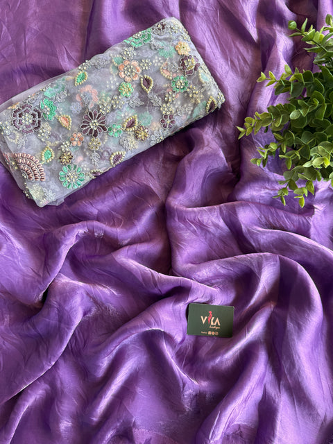 Rebecca purple tissue organza saree