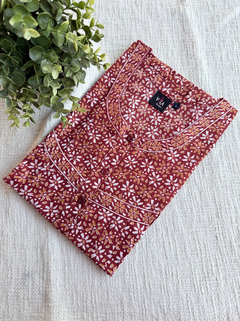 L size printed cotton nighty