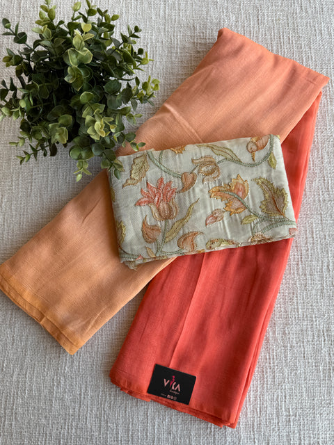 Shaded soft raw silk saree with blouse