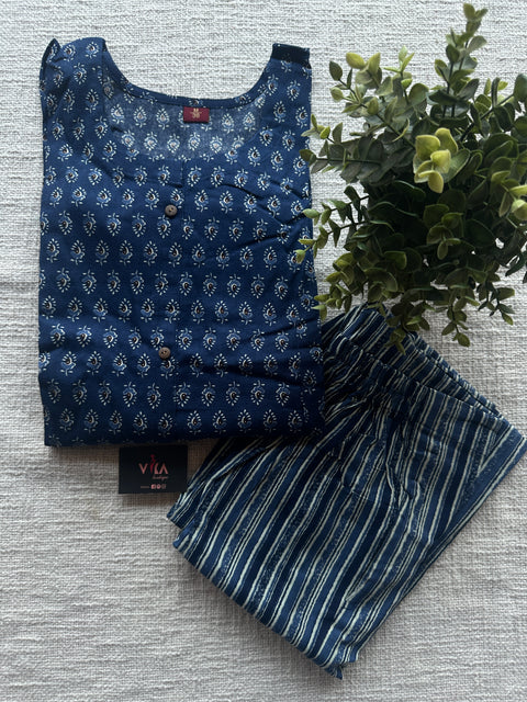 Printed cotton kurta and pant set