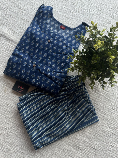 Printed cotton kurta and pant set