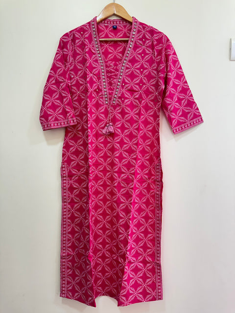 Pink Printed cotton suit set