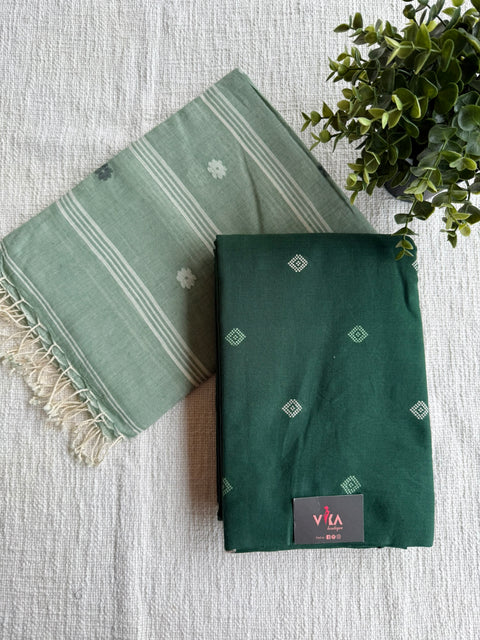 Cotton suit set with jamdhani dupatta