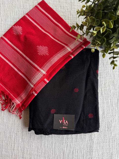 Cotton suit set with jamdhani dupatta