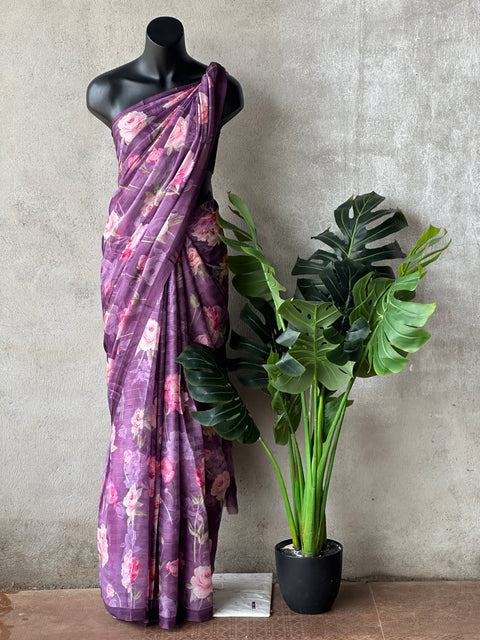 Floral printed georgette saree