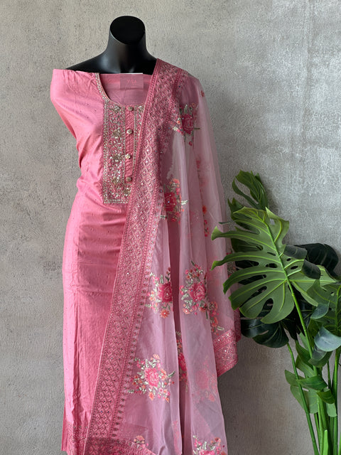 Neck Emb muslin salwar material