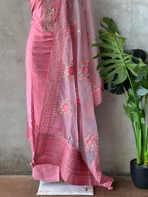 Neck Emb muslin salwar material