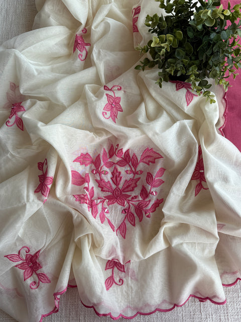 Pink and white cotton suit material