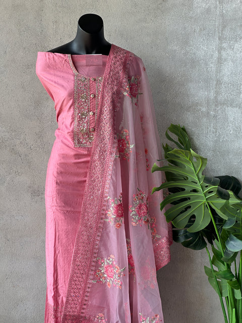 Neck Emb muslin salwar material