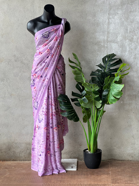 Floral printed georgette saree