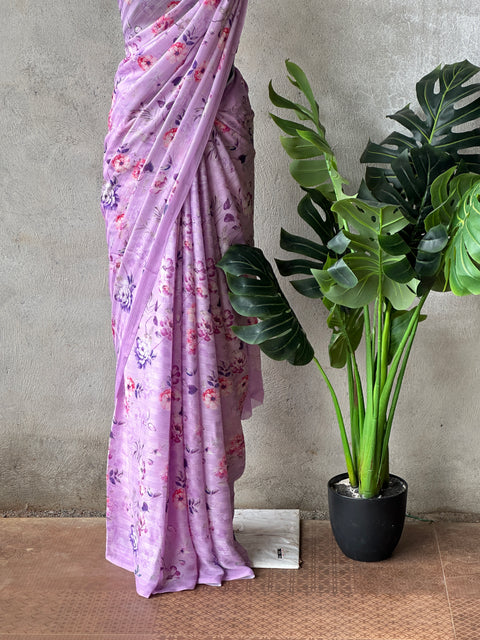 Floral printed georgette saree