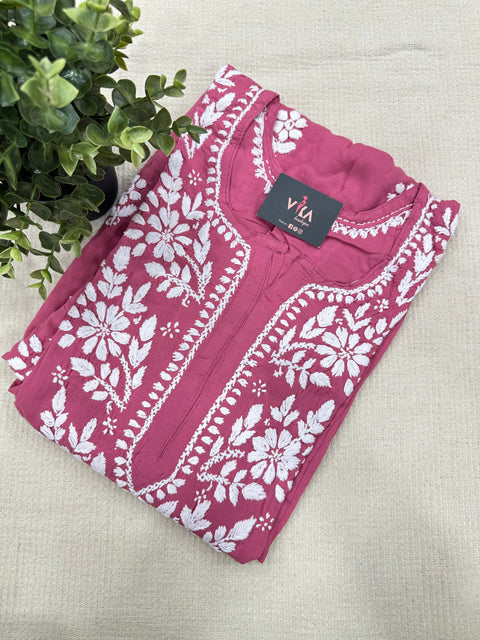 Lucknowi ready kurti - Dk Pink