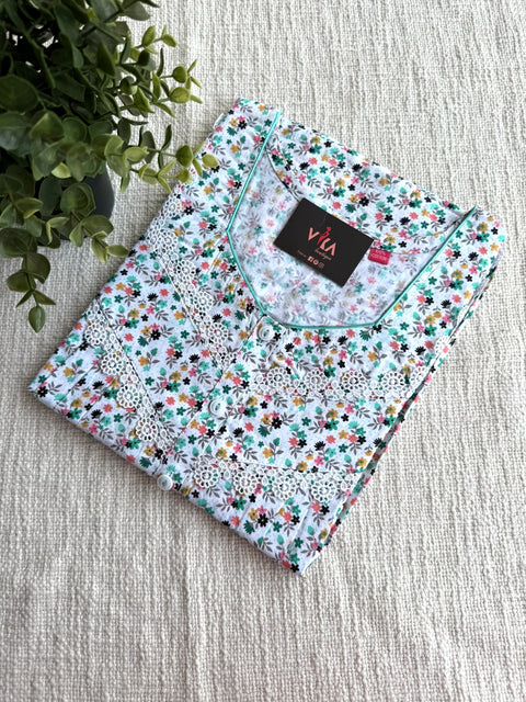 L size printed cotton nighty