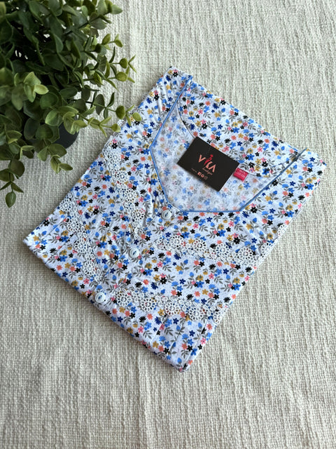 L size printed cotton nighty