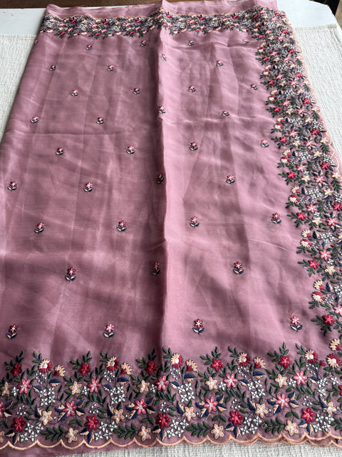 Kashmiri work shiny chiffon saree