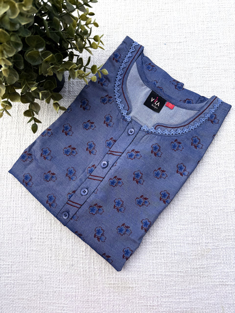 L and XL size Soft Silk denim Nighty