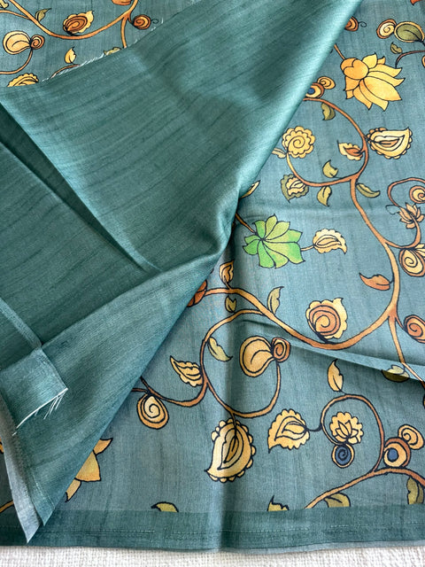 Digital printed semi Tussar satin saree