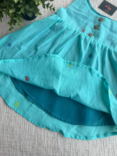 Light Blue Jamdani cotton kids frock