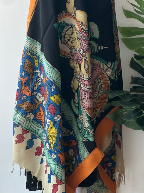 Pen kalamkari Bangalore silk dupatta