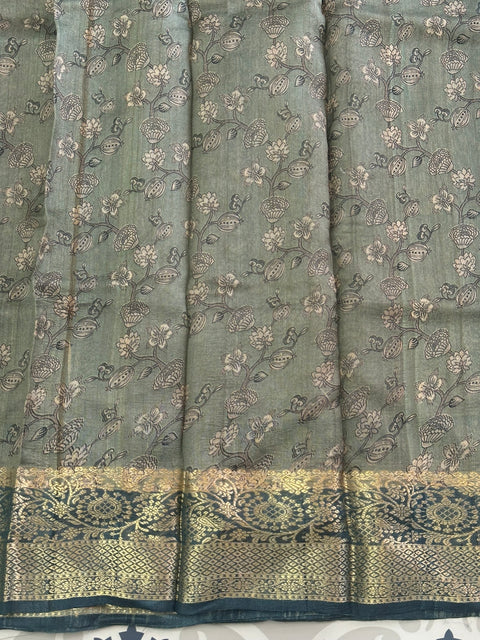 Kalamkari printed Desi Tussar silk saree