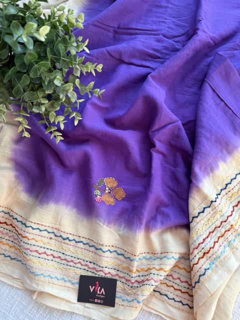 Hand emb 2D mul cotton saree