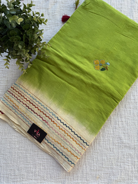 Hand emb 2D mul cotton saree