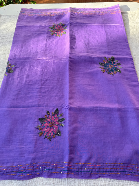 Hand emb mul chanderi saree