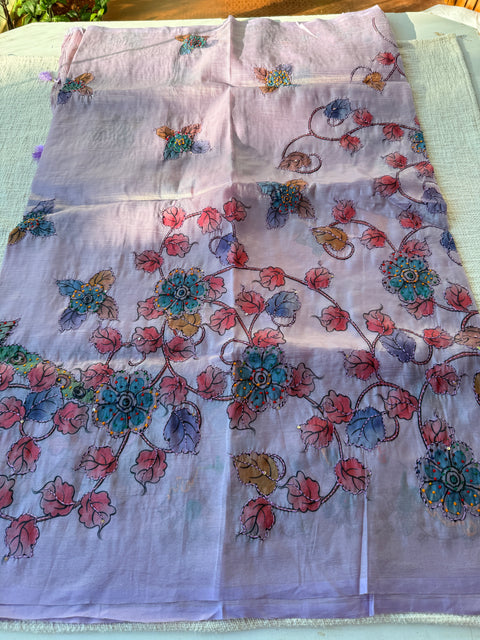 Hand Emb shimmer tissue saree