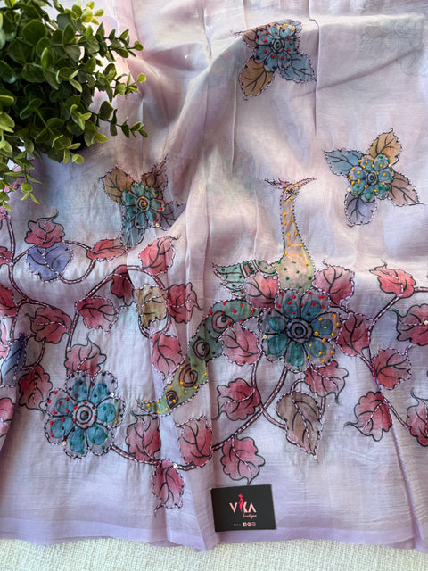 Hand Emb shimmer tissue saree