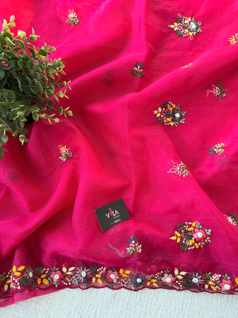 Hand Emb Organza saree